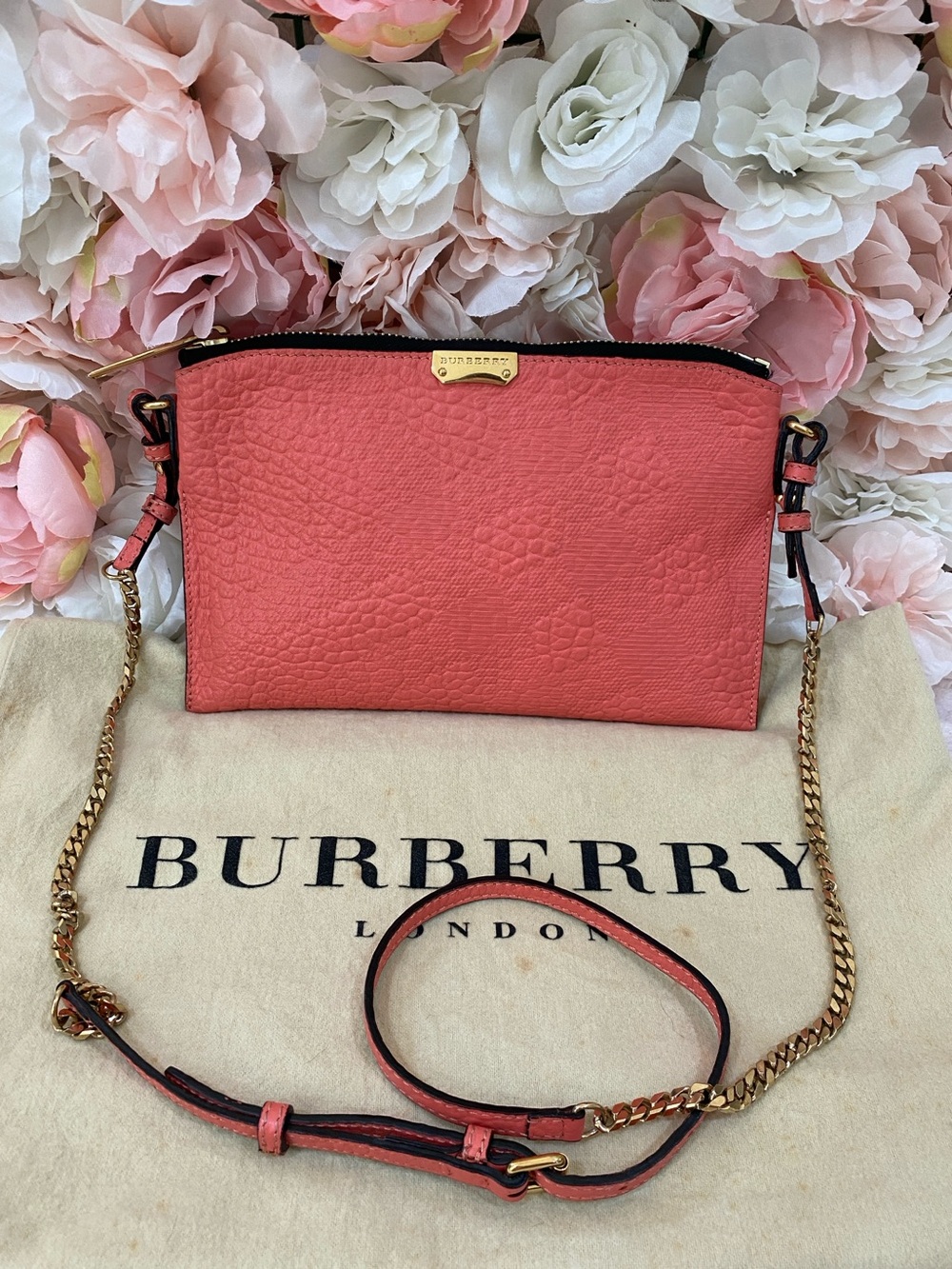 Burberry Peyton Check Embossed Crossbody Bag